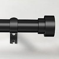 TimeForest Black Adjustable Curtain Rod 32-120 Inch, 1 Inch Heavy Duty Metal Drapery Rod for Windows - Indoor Outdoor Modern Style