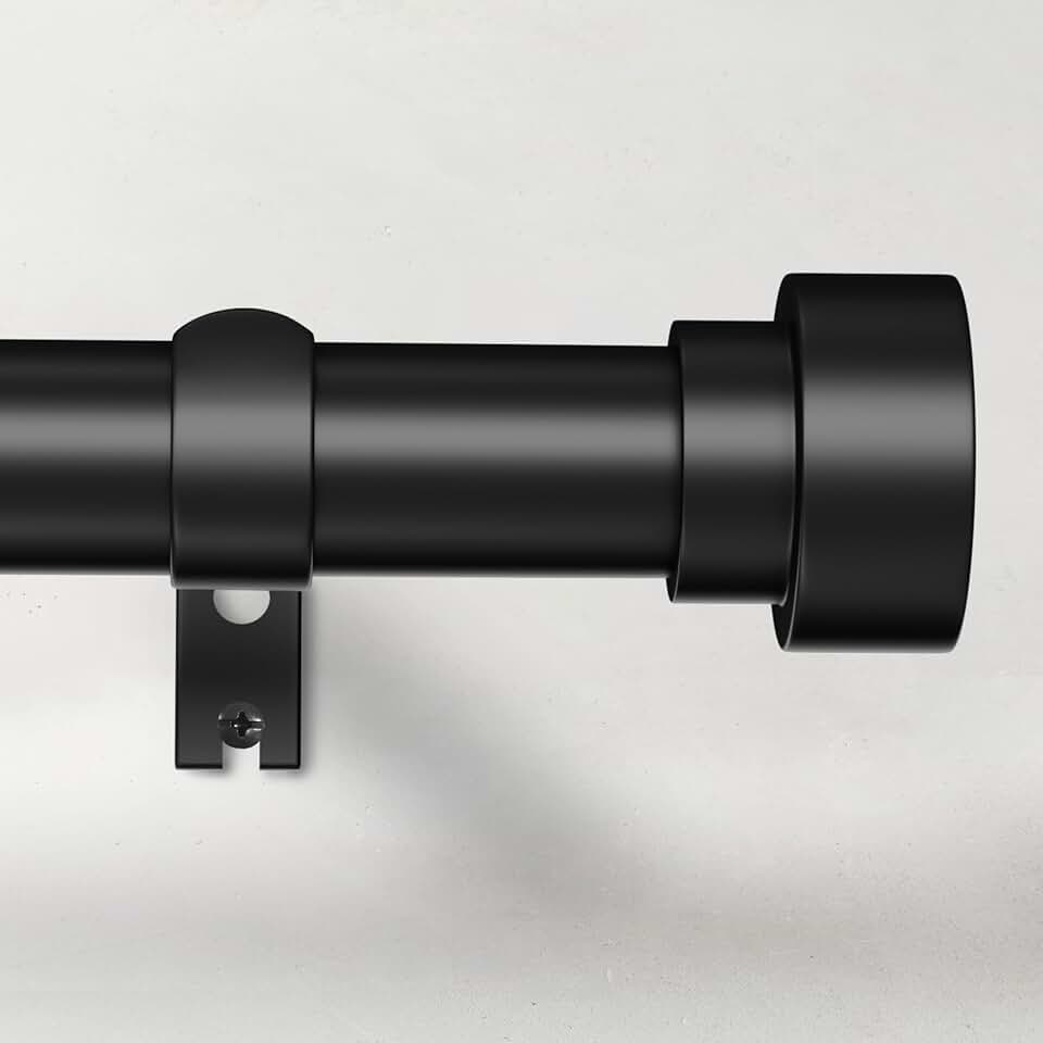 Time Forest Black Curtain Rods for Windows 32 to 120 Inch (2.6-10 Feet), 1 Inch Diameter Adjustable Heavy Duty Curtain Rod, Modern Style Indoor Outdoor Long Window Drapery Rods with End Caps