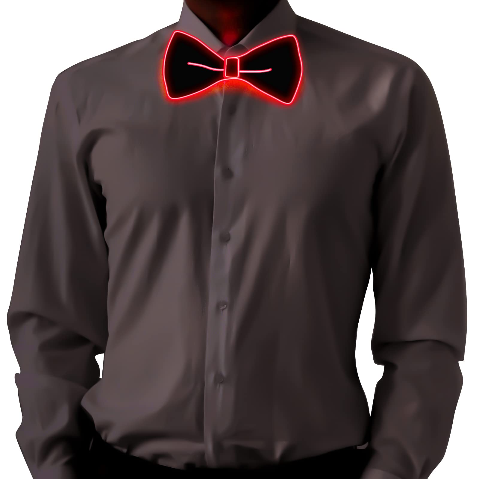 Light Up Neckties/Bow Ties/Suspenders, Men Women LED Luminous Tie Bowties Suspenders, 3 Flash Modes LED Glow, Adjustable Illuminated Costume Accessory for Parties, Bars, Halloween, School