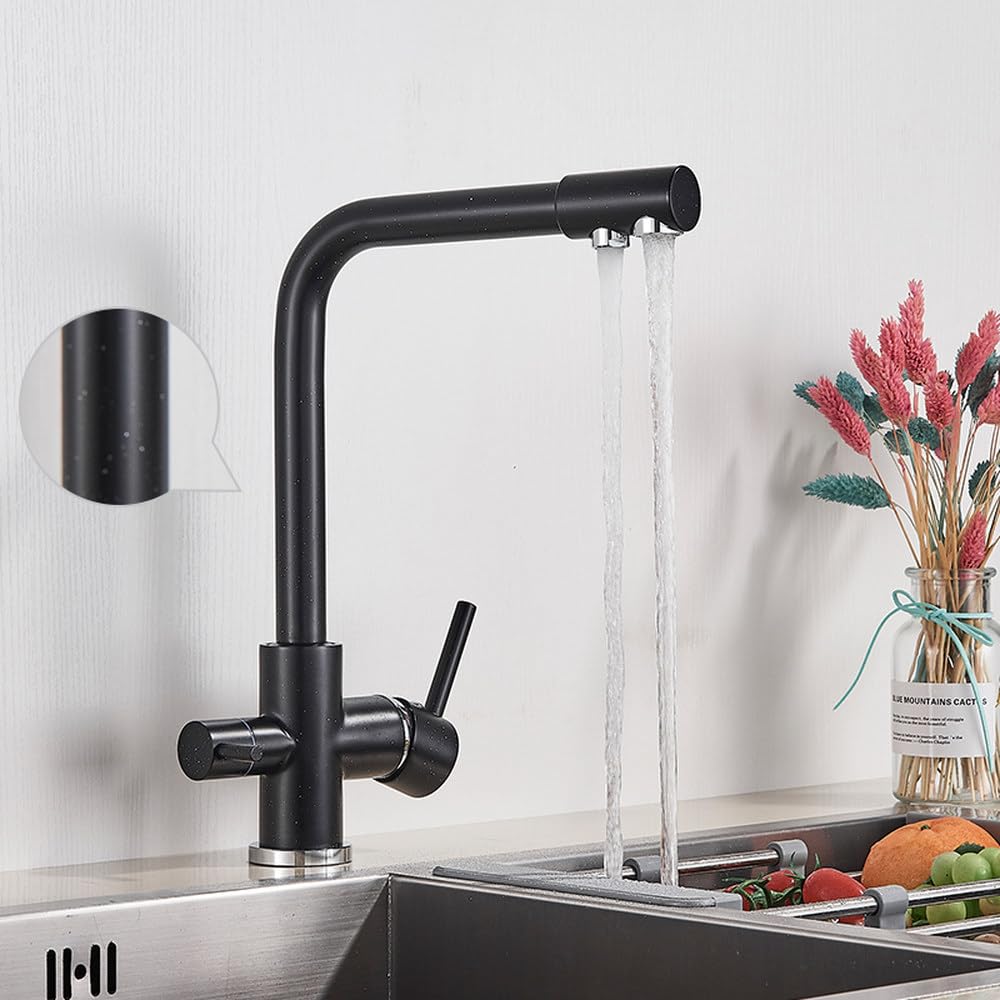 Robinet cuisine eau potable filtrée pour mitigeur évier noir moderne