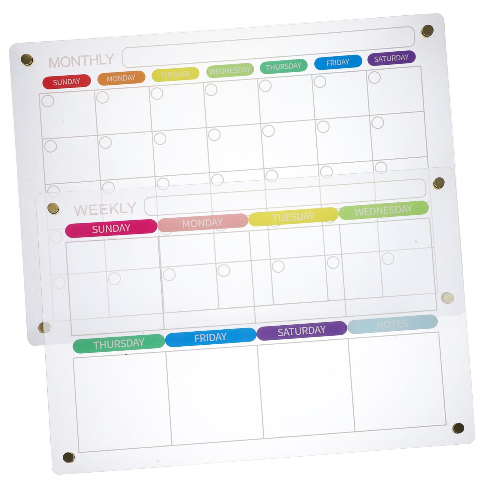 PLAFOPE 1juego Pizarra Magnética De Borrado Seco Con Planificador Semanal y Mensual Tablero Erasable Para Notas y Recordatorios Para Oficina y Hogar