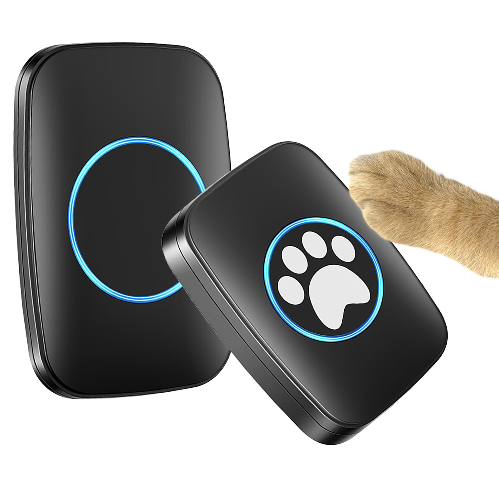 Dog Doorbell Training Wireless Doggie for Dog, Training Sliding Door/Go Outside for Doggie and Waterproof Touch Button, Black