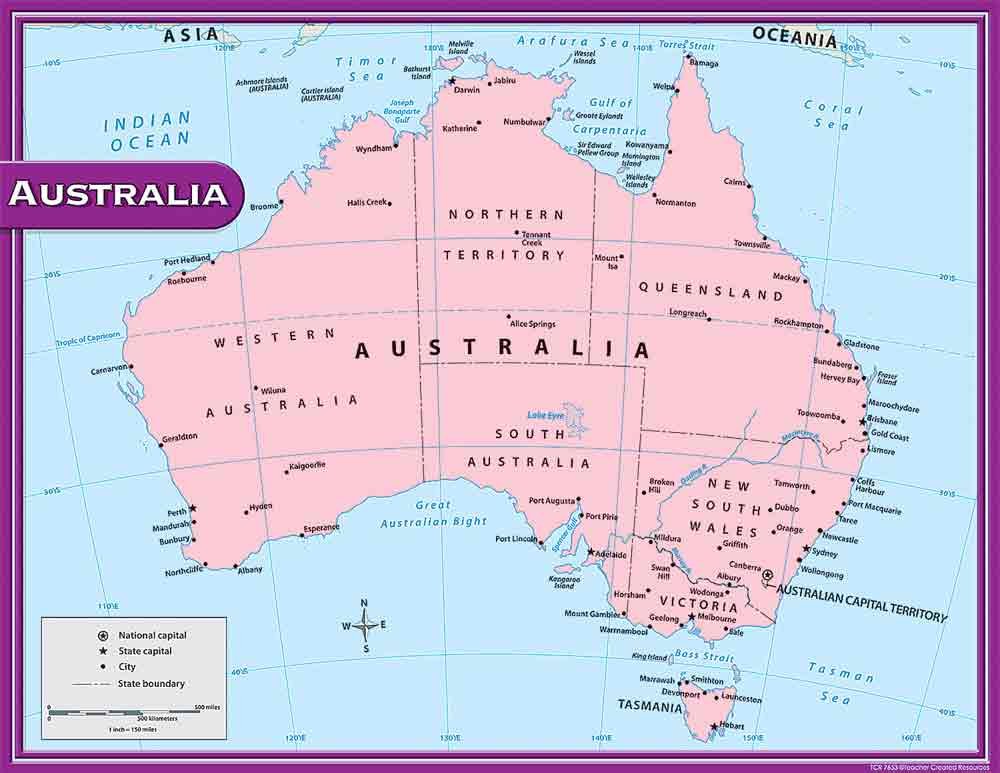 Teacher Created Resources Australia Map Chart, Multi Color (7653)