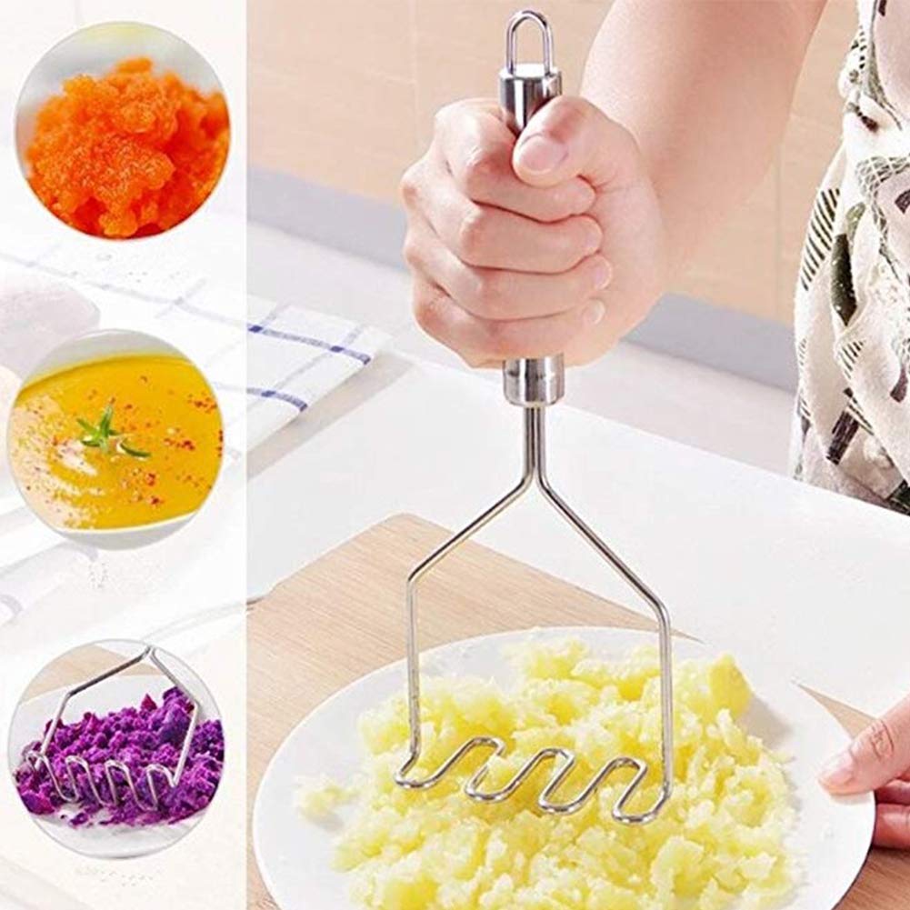 Schiacciapatate, Manico Orizzontale ergonomico Inossidabile, Ottimo per Preparare Purè di Patate, Guacamole, Insalata di Uova, Pane alla Banana, 10 Pollici