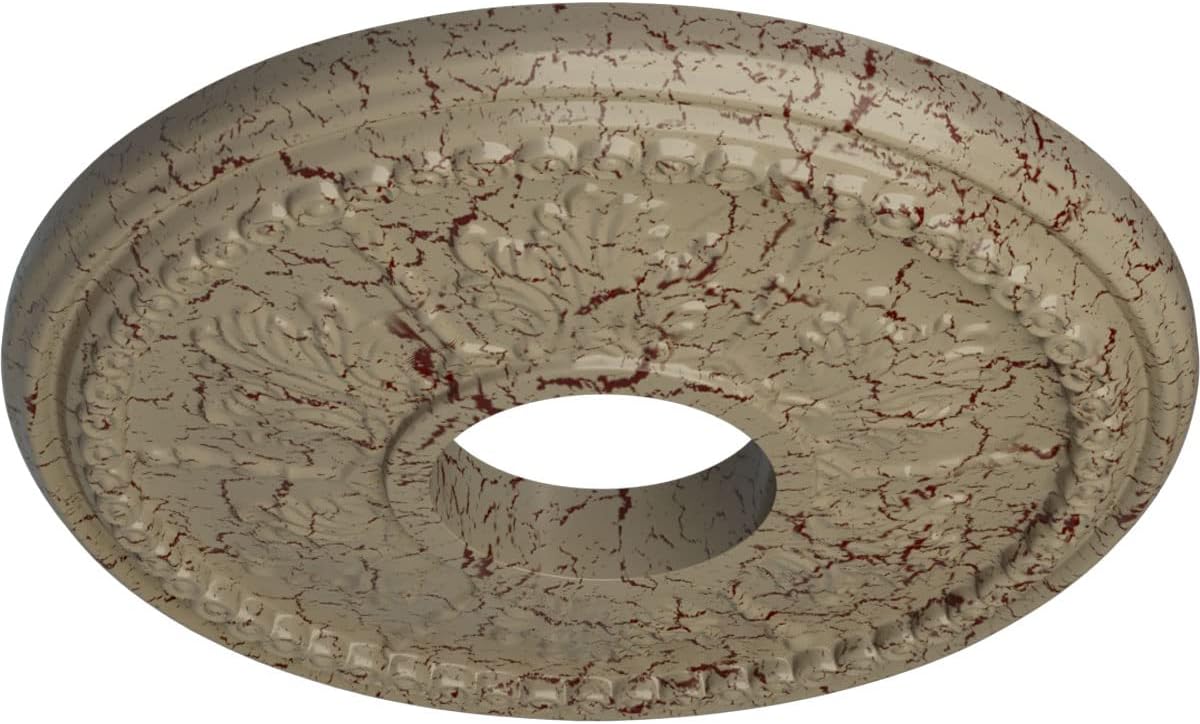 Ekena Millwork CM13TIGDC 13-7/8" x 3-3/4" x 1-1/4" Tirana Ceiling Medallion, Gobi Desert Crackle