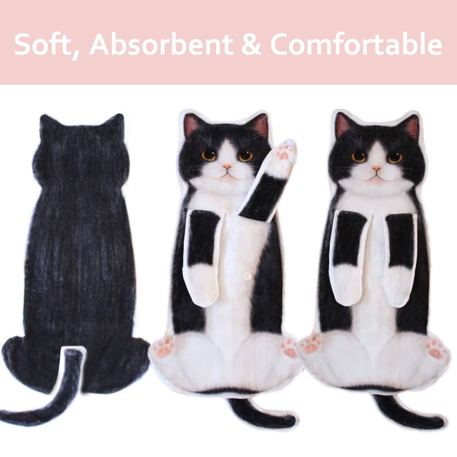 Essuie-mains Amusants En Forme De Chat Pour Salle De Bain Et Cuisine – Décoration Décorative En Tissu éponge à Suspendre – Absorption Ultime – Fête Des Mères, Noël, Pendaison De Crémaillère, Cadeau