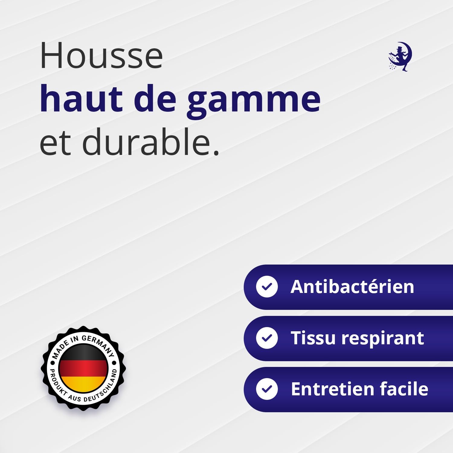 Mister Sandman Surmatelas en Mousse Confortable – Soutien Ergonomique et Respirant – Certifié Oeko-TEX – Housse Amovible et Lavable – Qualité Allemande – Épaisseur 5 cm (100x190 cm)