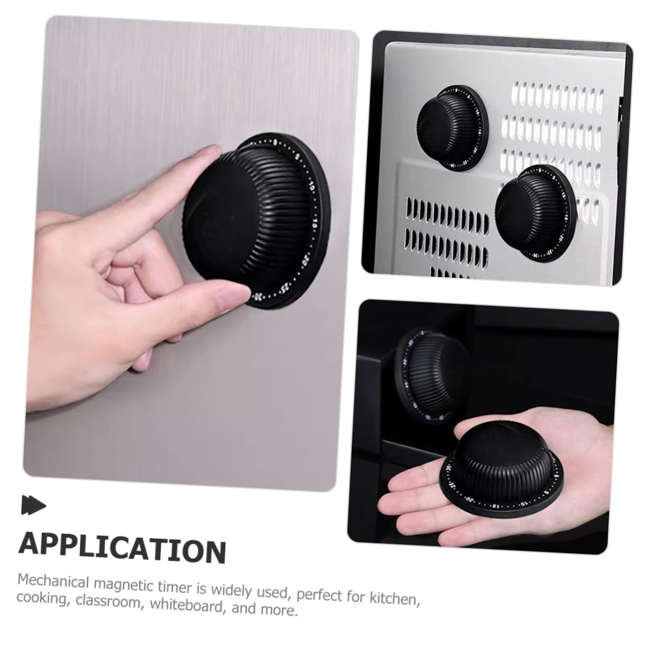 NUOBESTY 2 Stück Küchenuhr Küchenmechanische Timer Kind Timer für Küchen magnetisch mechanisch von Schreibtisch Magnetische zum Kochen Rostfreier Stahl Black