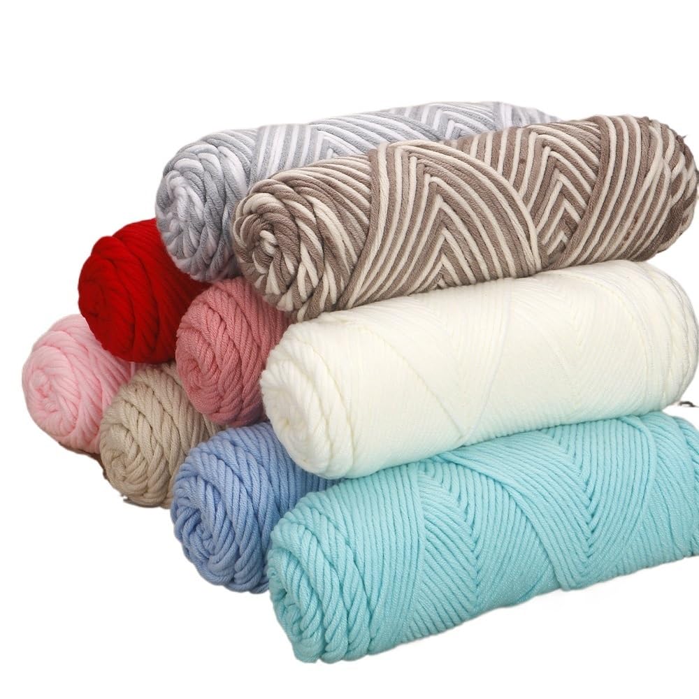 tianwandong 5 szt. Przędza bawełniana 17,63 uncji/500 g, lekka, gruba przędza czesankowa na drutach szydełkowy szalik sweter splot nici(11 Denim Blue)