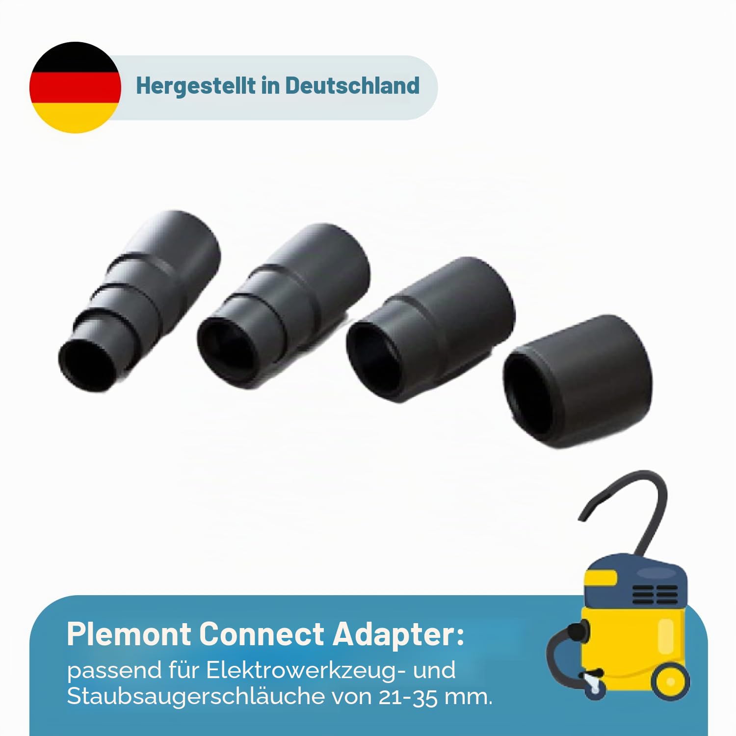 Staubsaugerschlauchadapter [3 Stück] für alle Werkstattsauger – Staubsaugeradapter für Schleifmaschine, Stichsäge, Kreissäge, Schwingschleifer – Reduzierstück