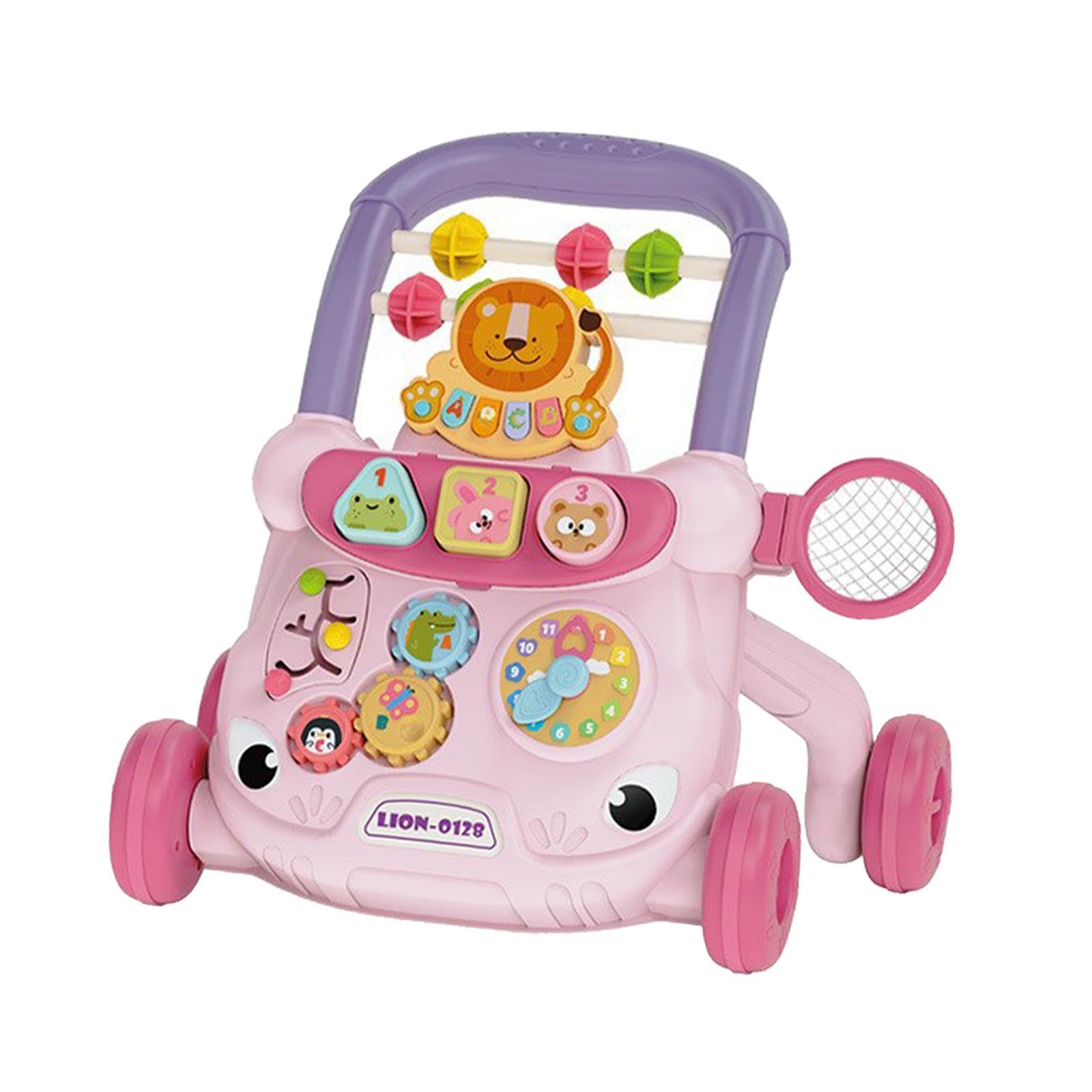 Giocattolo Multifunzionale per La Prima Infanzia con Funzione di Spinta, Pannello Interattivo, Centro Attività per Bambini, Struttura Stabile, Rosso, Taglia unica