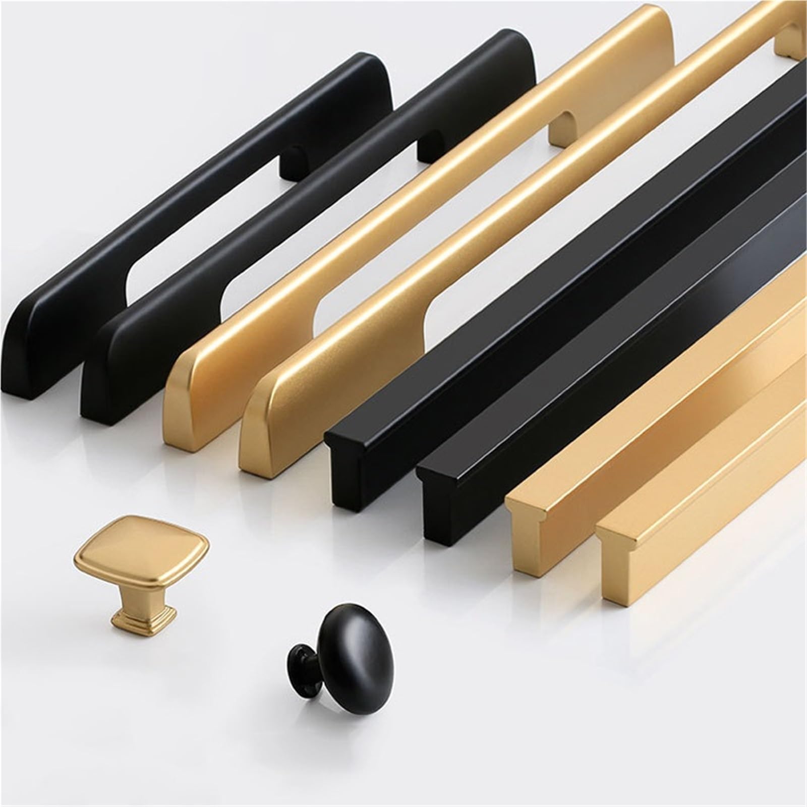 DFLPBHAV Matte Black Furniture Handles Gold Kitchen Cabinets Cupboard Pulls Handles for Cabinets and Drawers Wardrobe Pulls Drawer 1Pcs(Gold 6811P 96mm)