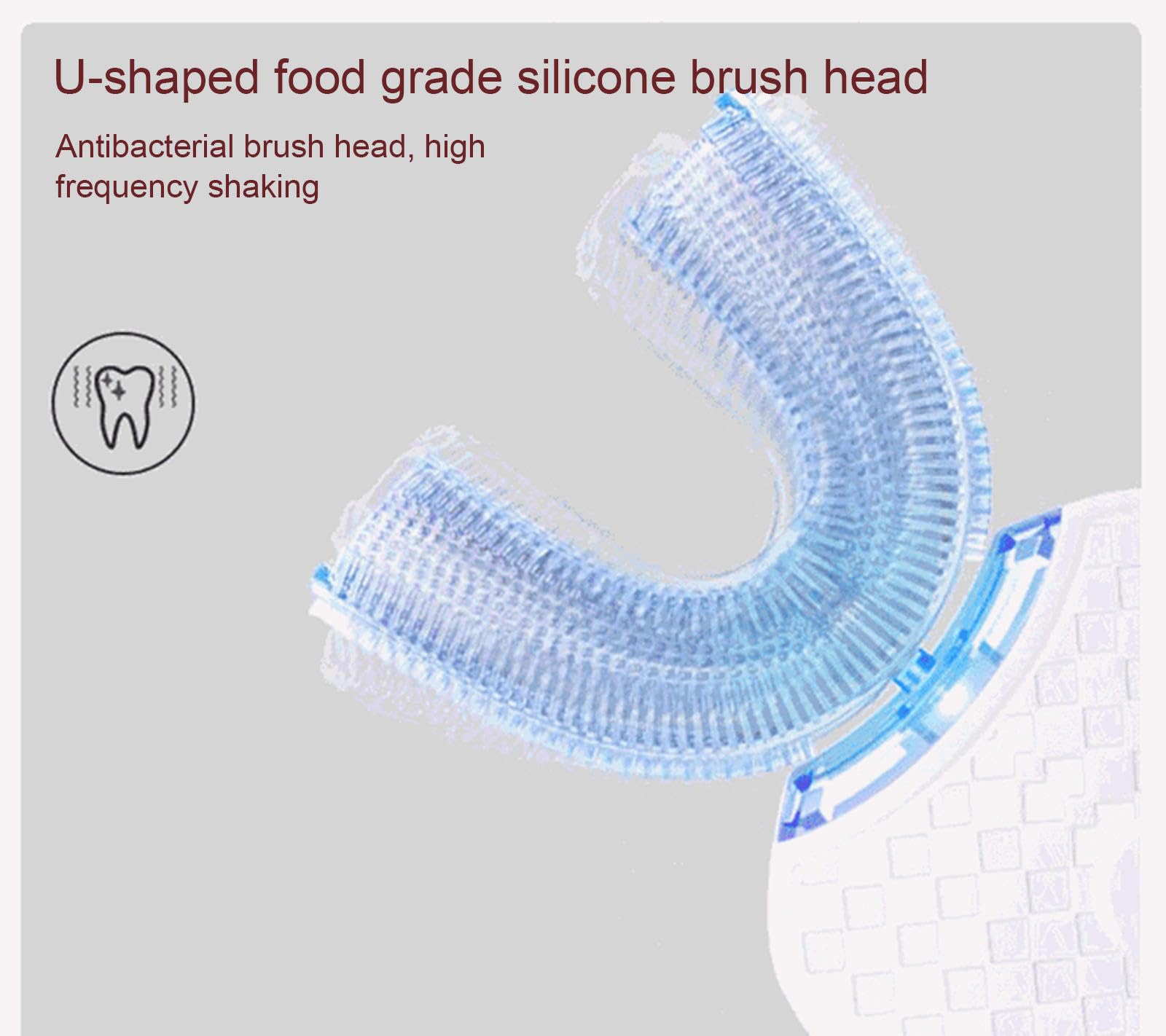VIDECOR Cepillo de Dientes Eléctrico en Forma de U, Cepillo de Dientes con Cabezal de Silicona Para Limpieza de Blanqueamiento Dental, Cepillo de Dientes de Cuidado Bucal Para Adultos,C