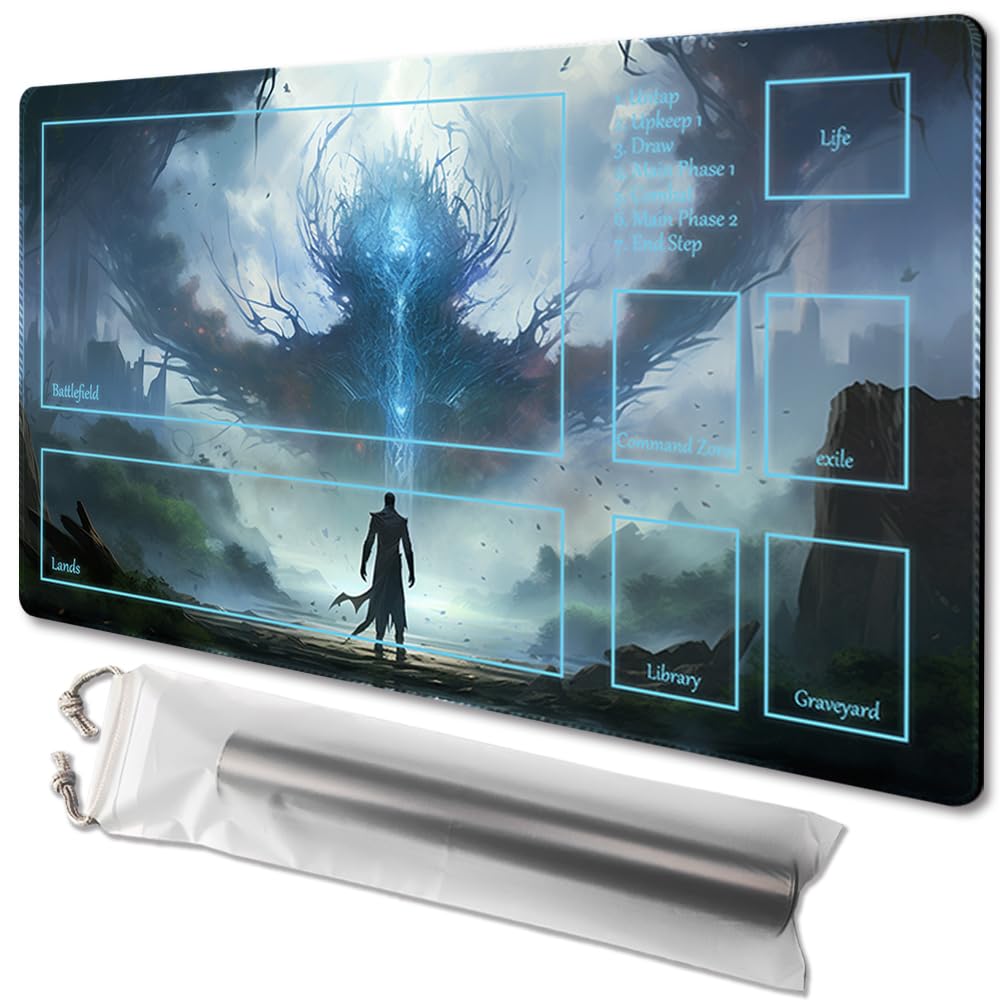 MTG Playmat with Zone Size 24x14in Free Storage Bags Non-Slip Backing, Ideal for Card Game Enthusiasts Magic TCG Playmat Zones (Divine Summon) — image 1