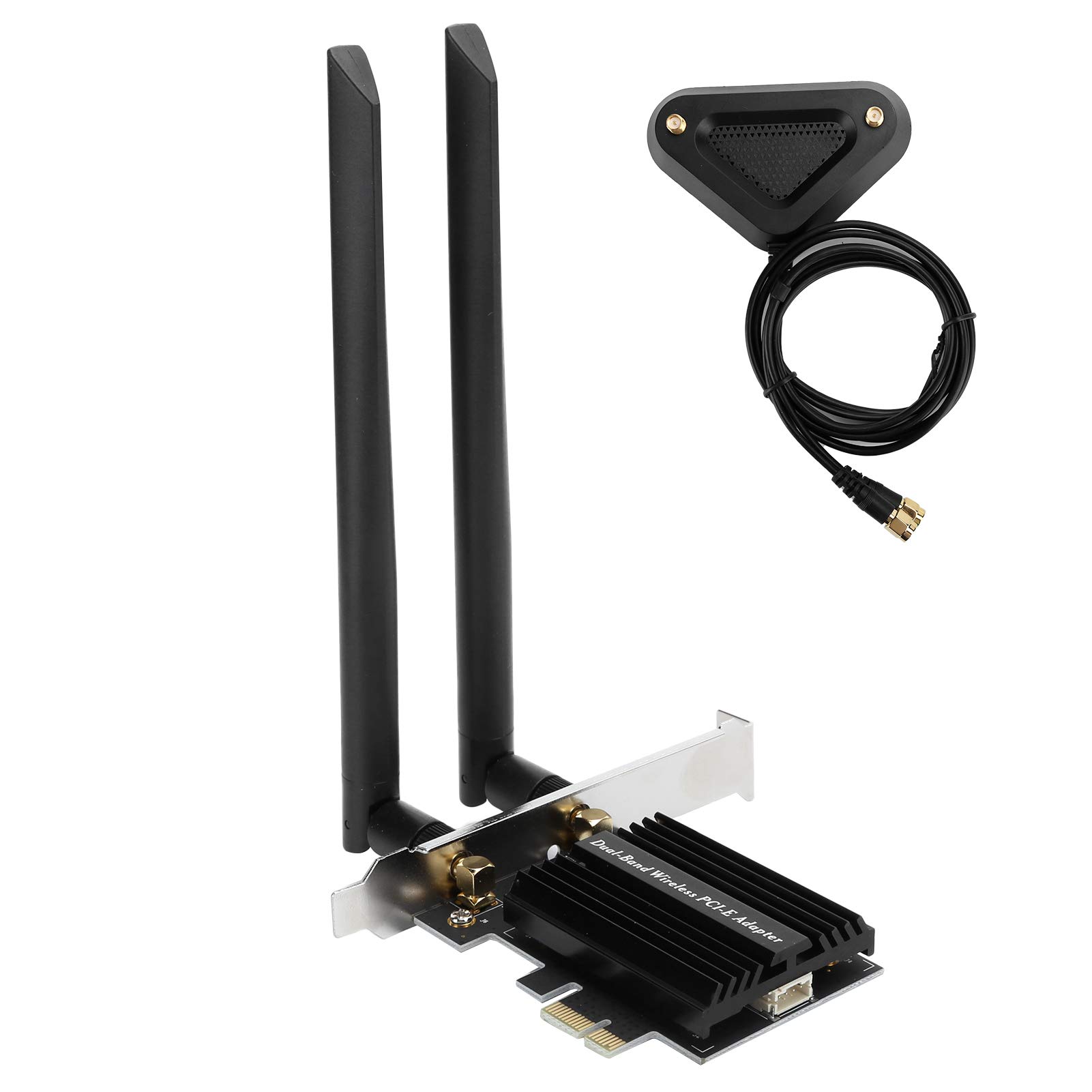 Bewinner Adaptateur PCI-E WiFi 6 Bibande AX3000, Ensemble D'adaptateurs de Carte Réseau de Bureau, avec 2 Câbles D'antenne D'extension 8 DBi, Emplacement pour Carte Graphique PCIE-16X /