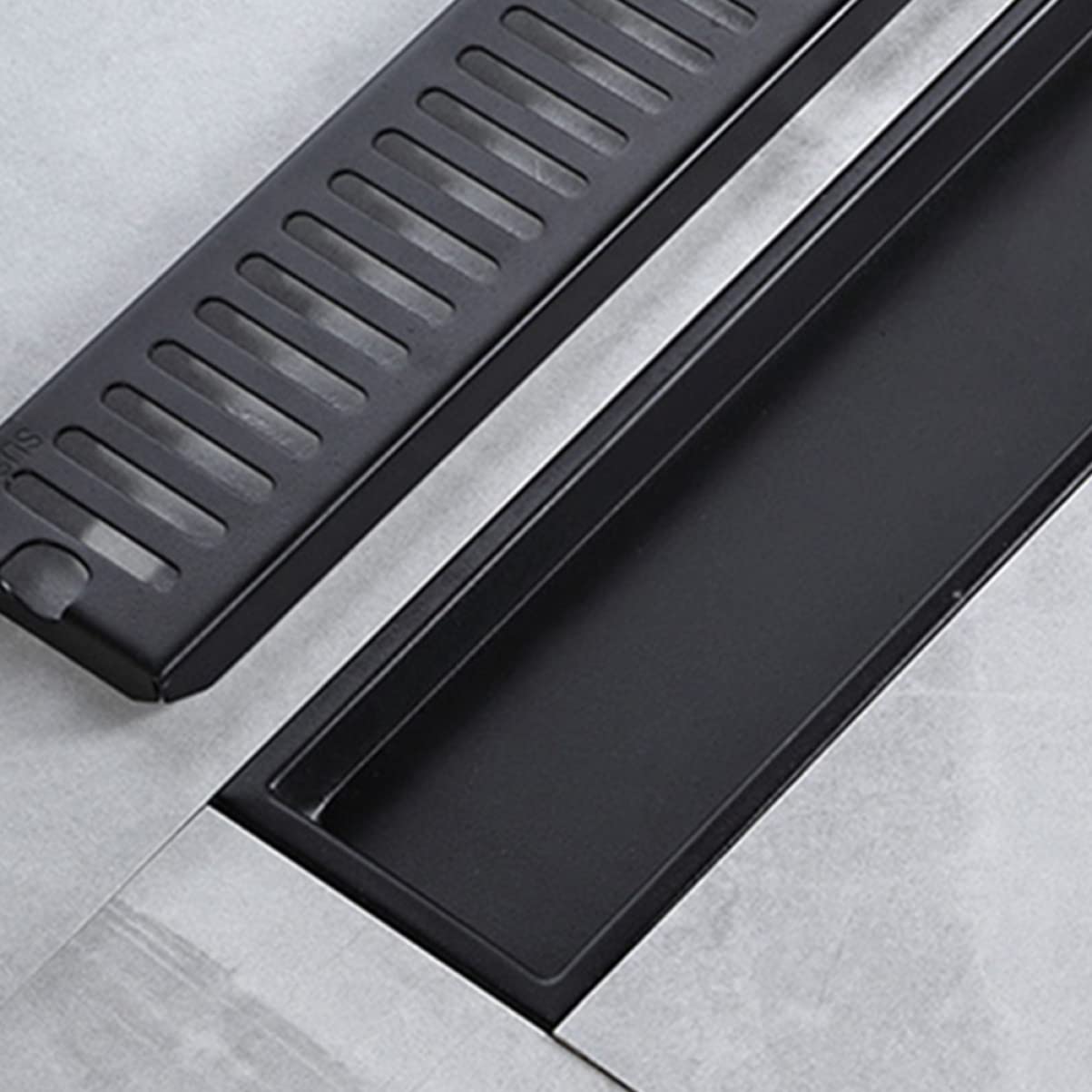 Filtro de Suelo Lineal Rectangular Negro de Acero Inoxidable para Drenaje