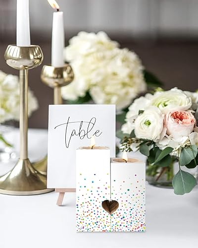 Miniatura 4 de Juego de 2 portavelas para centro de mesa soporte de vela de acuarela de madera portavelas de corazón decorativo para mujer esposa boda día de San