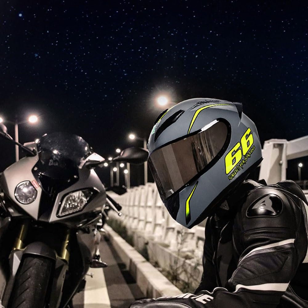 Casco Integral de Motocicleta 2025 con Visera Solar Negra para Adultos, Casco de Moto de Carreras de Calle con Guantes Y MáScara, Aprobado por El Dot