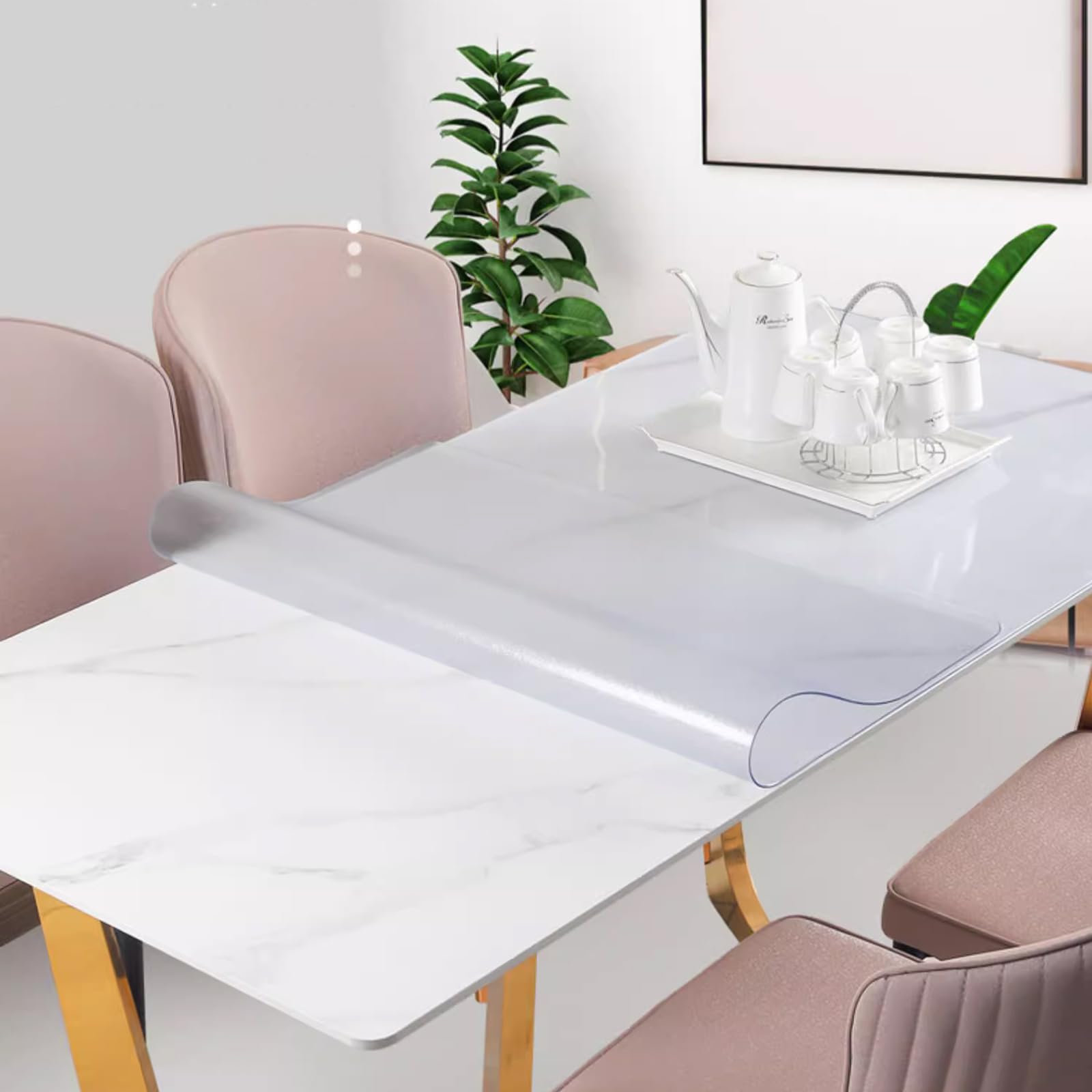 Housse De Protection Pour Nappe Givrée Transparente, Film De Protection Pour Table En Verre Souple De 1mm, Adaptée Aux Tapis De Sol De Bureau, Aux Tapis De Chaise (90x120cm/35x47in