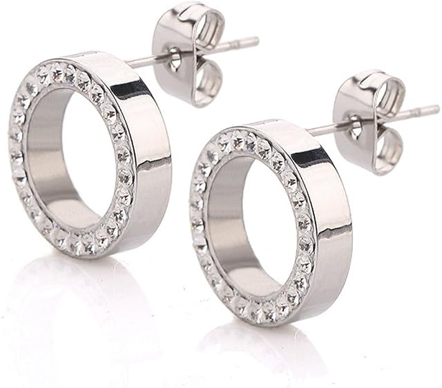 baobei heart earrings for women, rose gold stainless steel stainless steel Small Cartilage heart daisy stud earrings for Girls, star circle stud earrings, birthday gift, jewellery gifts for women