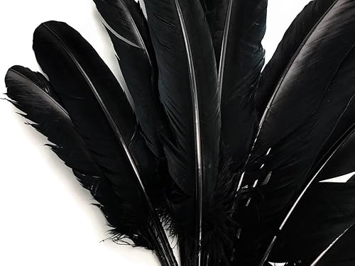 Miniatura 6 de Moonlight Feather | 50 piezas - plumas de pavo - pavo negro ala redonda pluma grande al por mayor plumas a granel Halloween, artesanía india, boda,