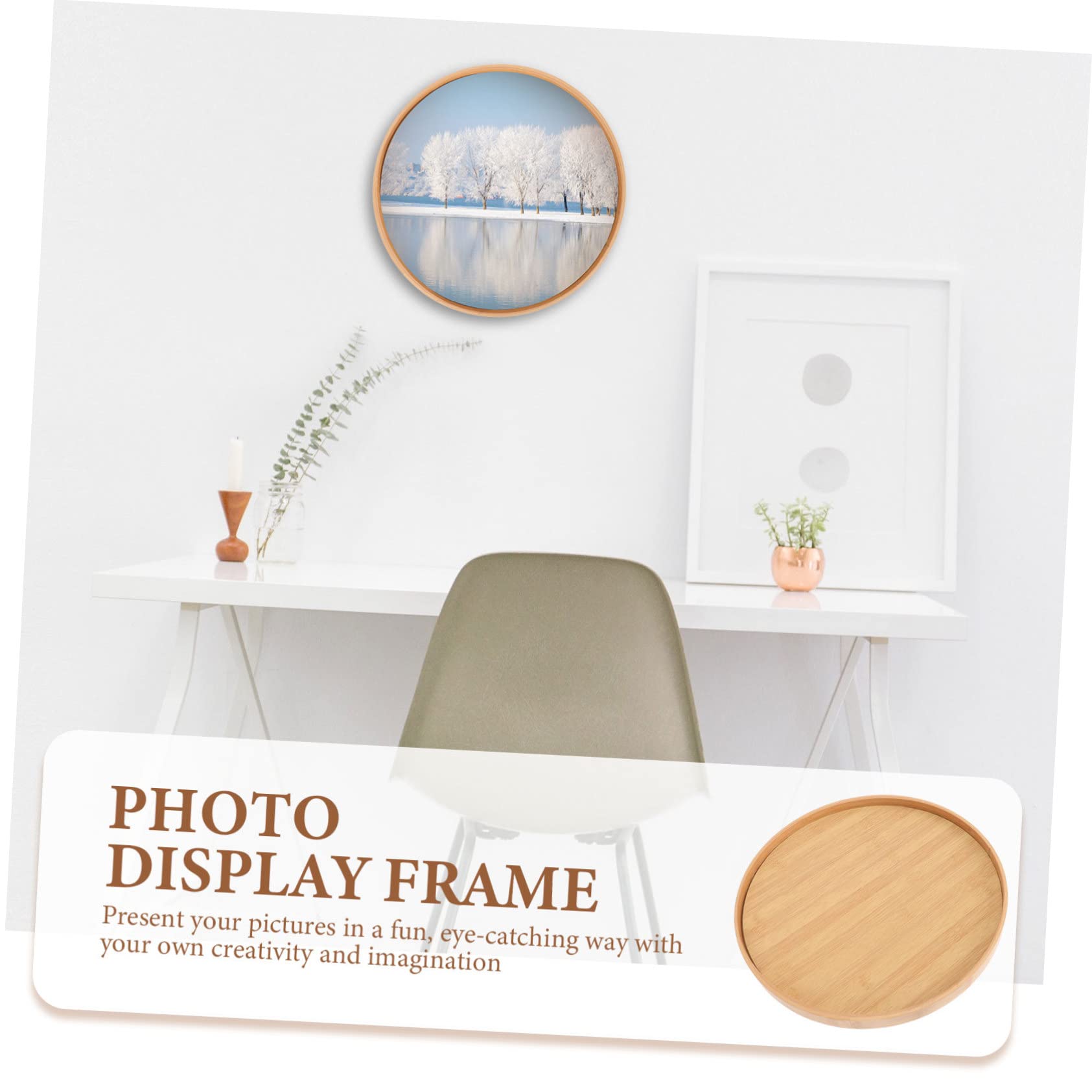 Cornice Tonda in Legno, Display Frame da Tavolo per Foto