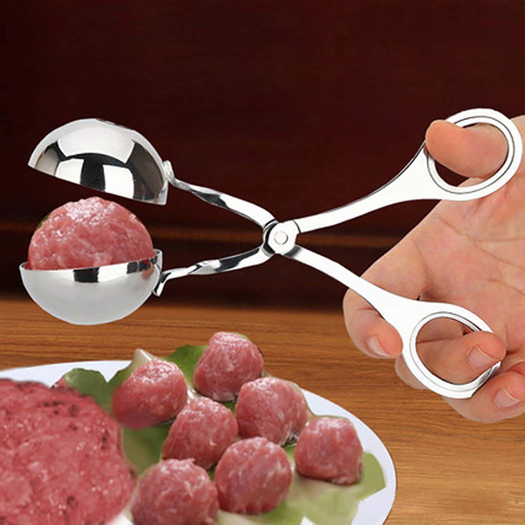 Peyx Meat Ball Maker Tools Dough Meatball Scoop Non Stick Stainless Steel for Rice Meat Cookie Making - (Silver) 2