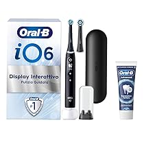 Oral-B Spazzolino Elettrico Ricaricabile iO 6N Nero, 1 Spazzolino Elettrico, 2 Testine Di Ricambio, Custodia Da Viaggio + 1 Dentifricio Oral-B Advanced Prevenzione Tartaro, Pulizia Denti