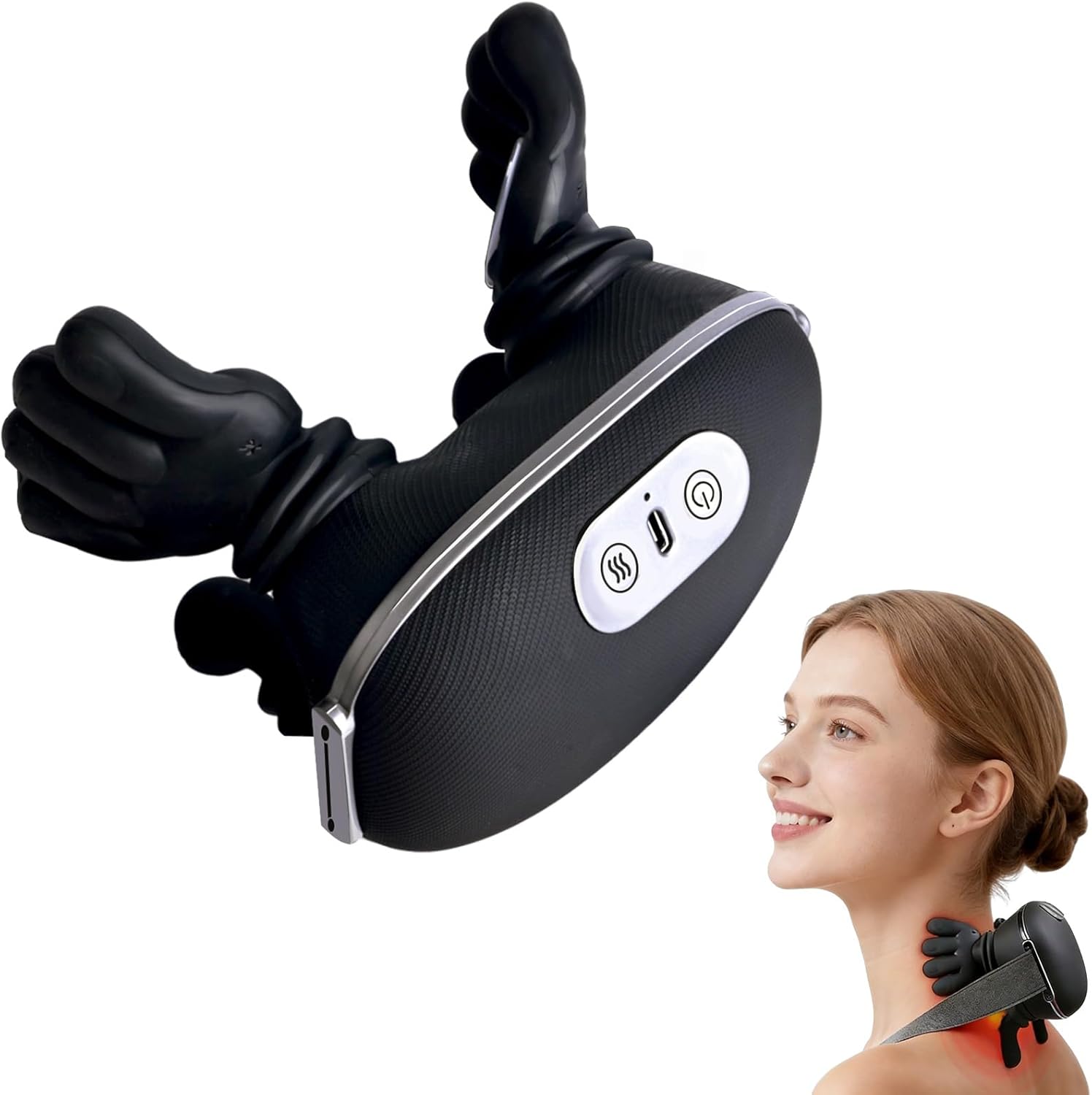 Neck Massager with Heat, Black Neck and Shoulder Massager for Pain Relief Deep Tissue-Portable Cordless Shiatsu Back 2026