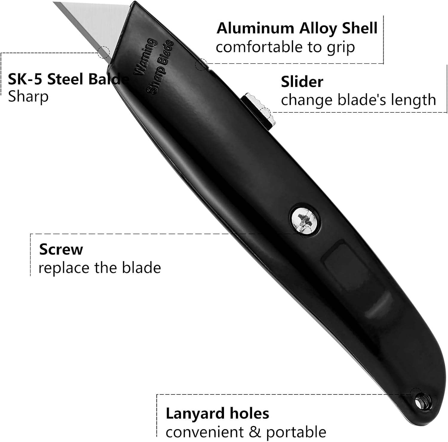 DIYSELF 2 Pack Box Cutter Retractable with 10 Pack Utility Knife Blades, Sharp SK5 Steel Utility Blades, Box Cutters for Cardboard, Paper, Carton(Black)