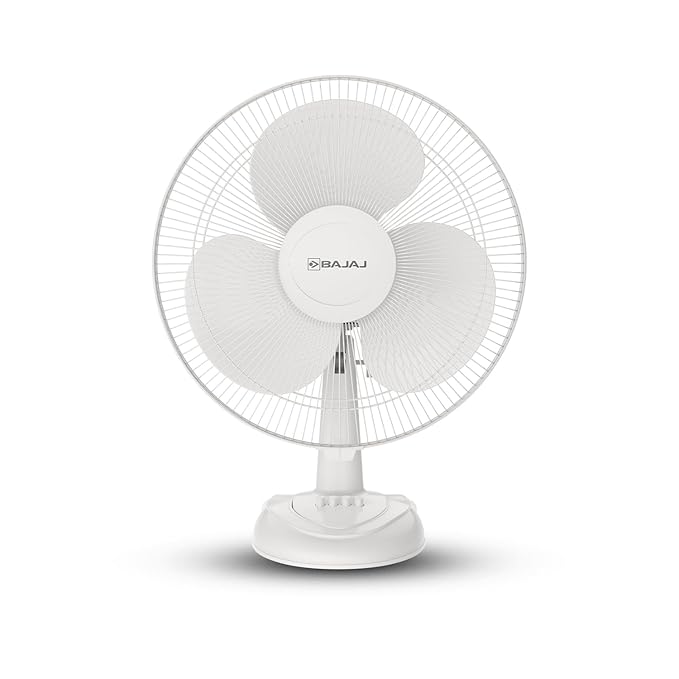 Bajaj Frore Neo Table Fan 400 MM | Table fans for Home & Office |Aerodynamically Balanced Blades| 100% CopperMotor| HighAir Delivery|3-Speed Control| 2-Yr Warranty White at Rs. 1899