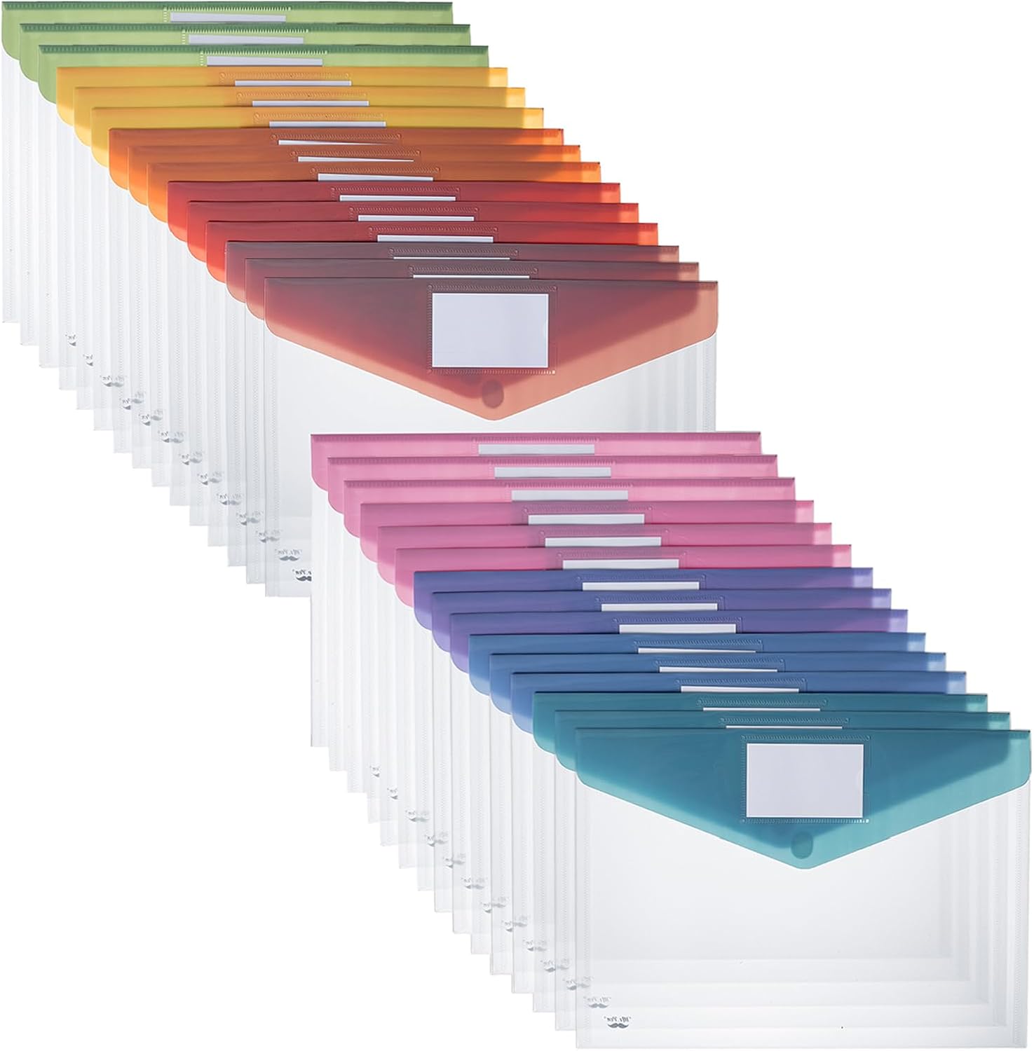 Mr. Pen- Clear Plastic Envelopes with Snap Closure, 30 Pack, A4, Letter Size, Colorful Flaps, Clear Folders for Documents Plastic Envelopes for Documents Multiple Colors 30 Pack