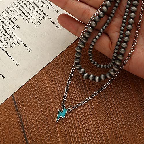 Kuseron Female Navajo Pearl Layered Necklace Faux Navajo Pearl Beaded Necklace Set Western Necklace Jewelry Set For Women Cowgirls #TOP1