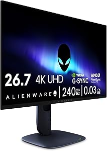Alienware 27 Gaming Monitor – AW2725Q, 4K UHD (3840×2160), 240Hz, QD OLED, 0.03ms, Compatible with NVIDIA G-Sync, AMD Free…