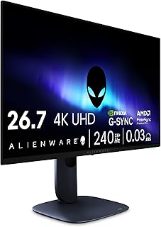 Alienware 27 Gaming Monitor – AW2725Q, 4K UHD (3840×2160), 240Hz, QD OLED, 0.03ms, Compatible with NVIDIA G-Sync, AMD Free…