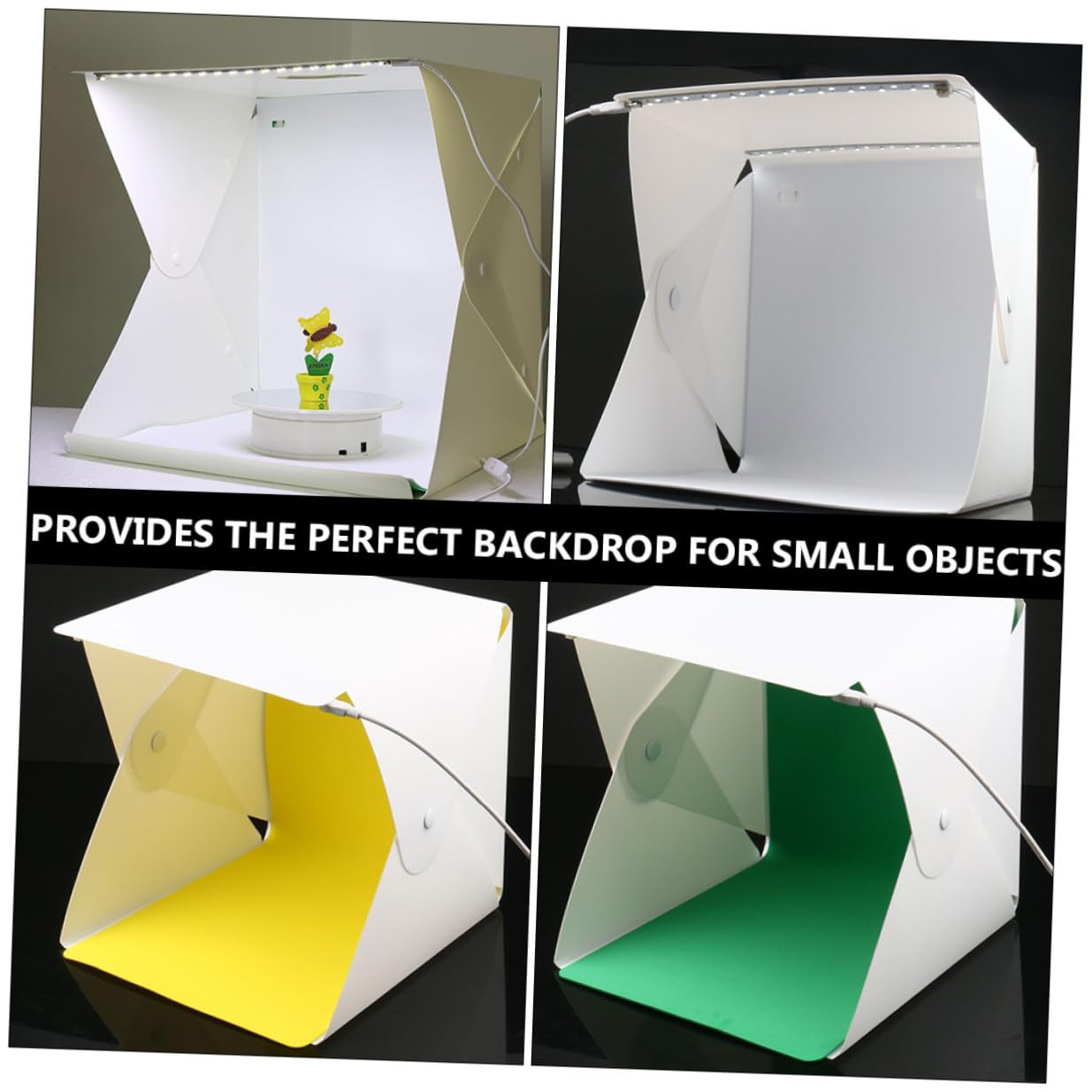 Mini Scatola Fotografica Pieghevole 30 Cm 6 Sfondi Colorati e Luce LED USB per Fotografia e Video di Prodotti, Studio Portatile Compatto per Cataloghi e Vendite Online