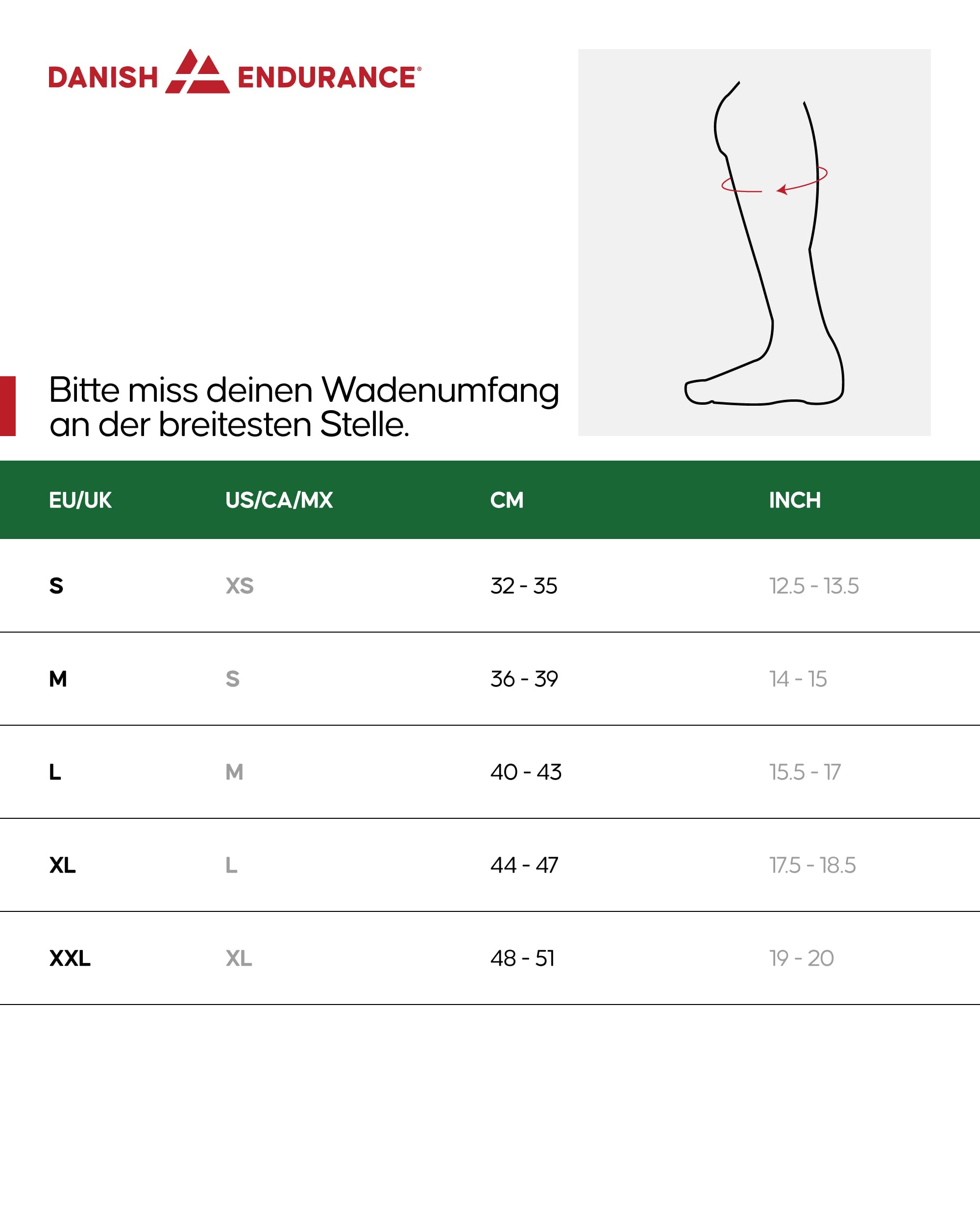 DANISH ENDURANCE Waden Kompressionsstrümpfe ohne Fuß, Waden Kompression, Kompressionssocken, 21-26 mmHg, Damen & Herren, 1 oder 3 Paar