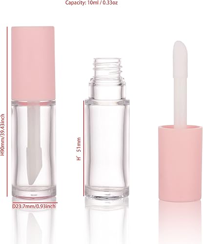 Miniatura 2 de COSIDEA 15 tubos vacíos de PETG grandes doe foot Wand Lip Gloss Tubes de 0.3 fl oz 0.33 oz tubo de brillo de labios rosa con aplicador de cepillo