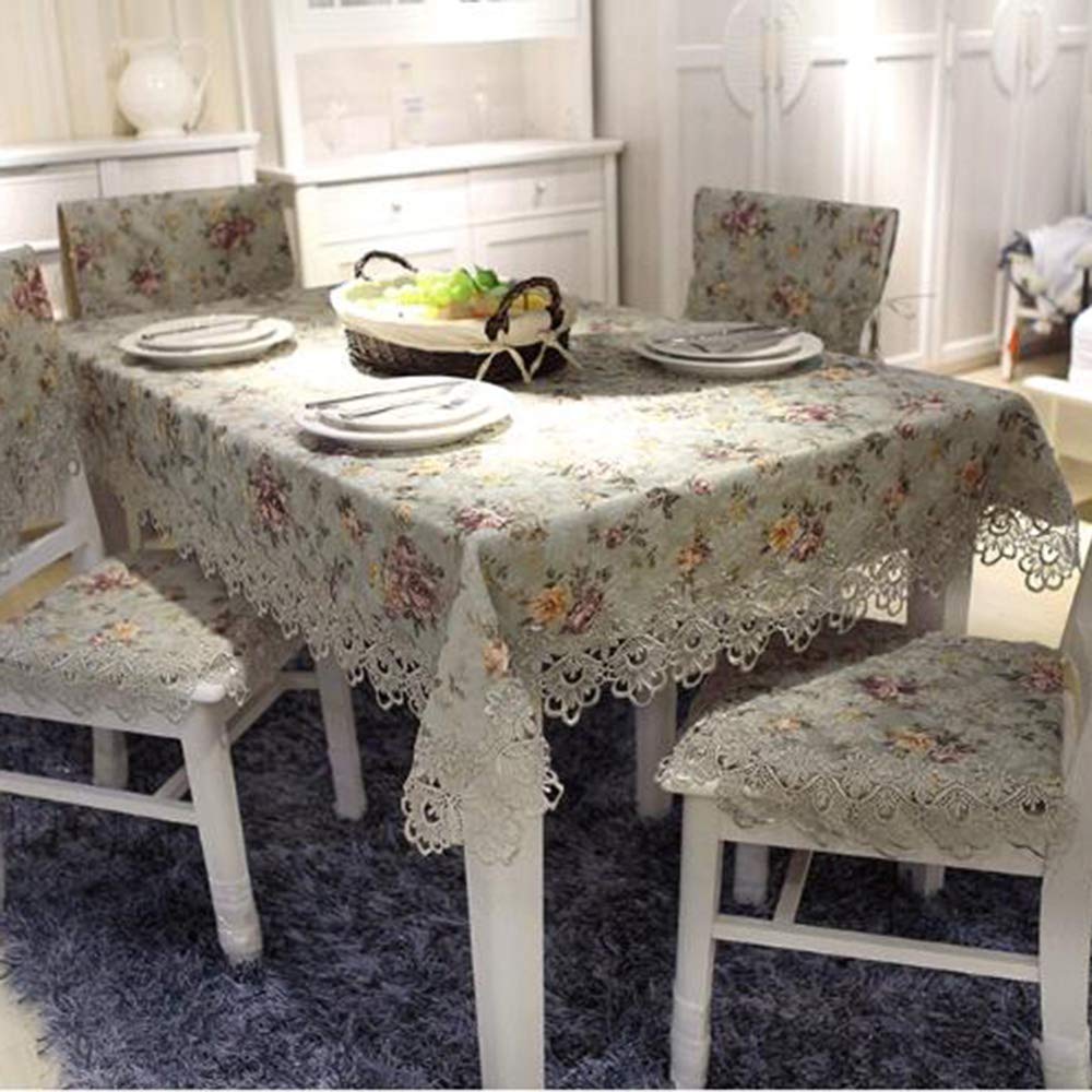 Wodoodporny koronkowy obrus kwiatowy okrągły 100 x 150 cm bez zagnieceń tkanina elegancki zielony design do kuchni i jadalni idealny na imprezy i imprezy