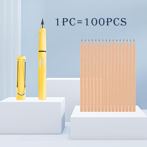 Miniatura 2 de lyforx 8pcs Infinity Pencil Forever Pencil con borrador lindo lápiz eterno lápiz eterno con puntas reemplazables negro azul amarillo verde