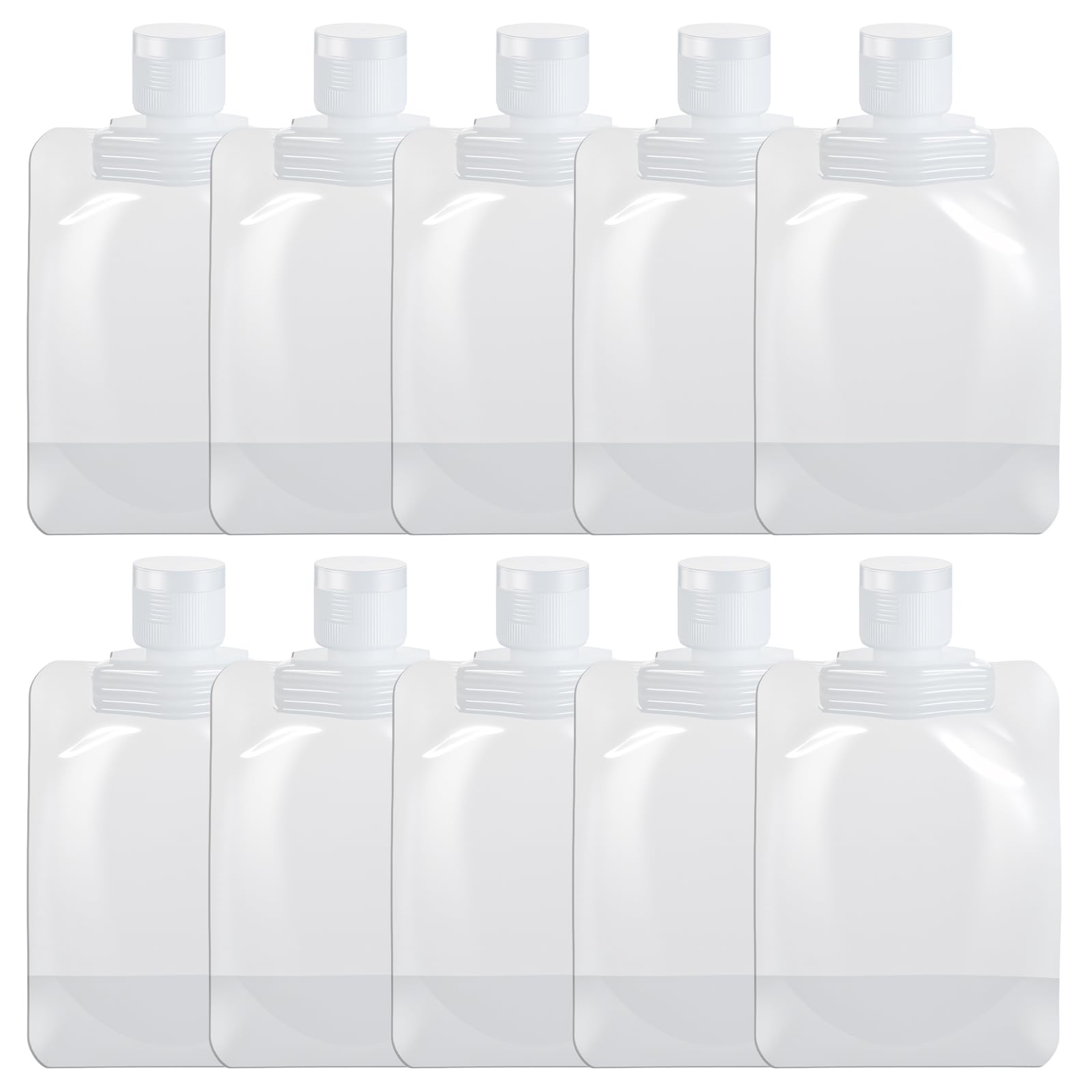 Liquid Pouches for Travel, 10 Pcs 50ml Transparent Portable Fluid Packing Bags Leak Proof Travel Pouch for Liquids Reusable Empty Squeeze Pouches Applies to Toiletry Cosmetic Lotion Shampoo Shower Gel