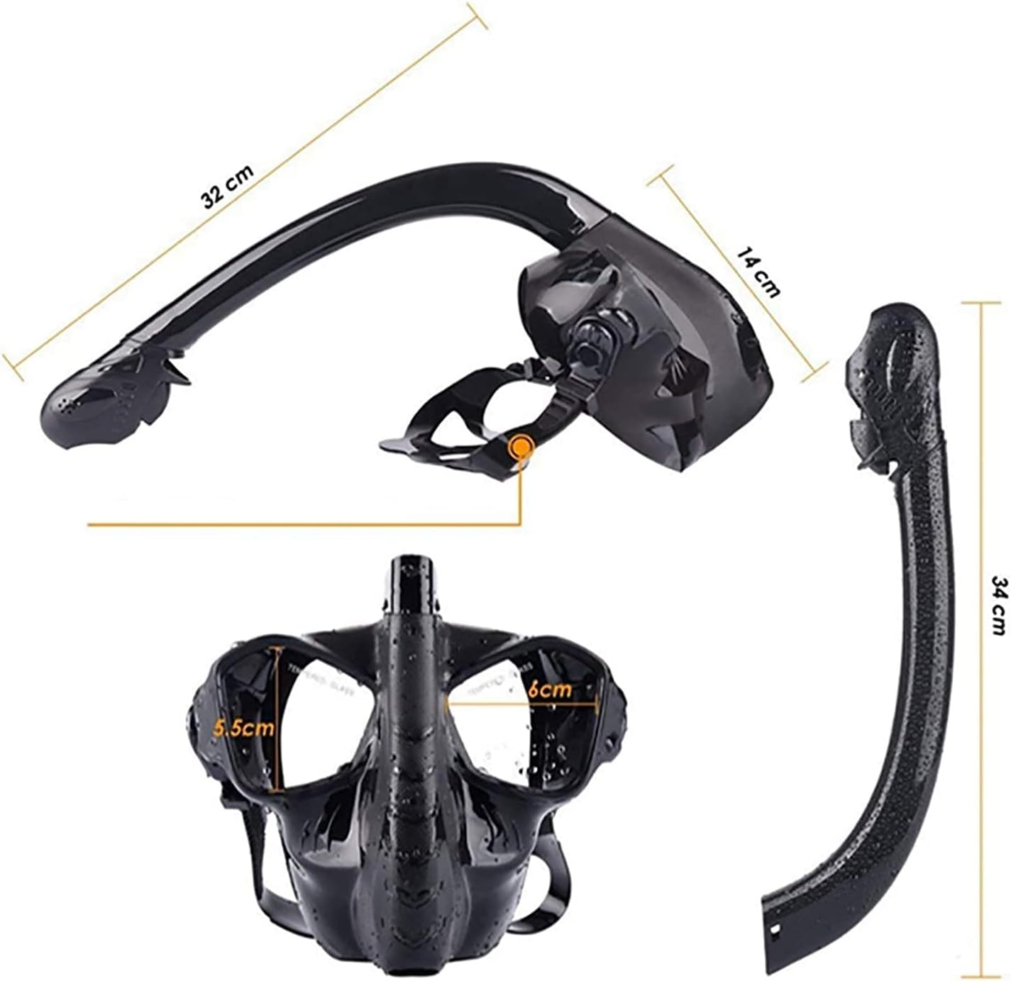 Diving Snorkelling Swimming Underwater Aspirator Equipment Full Face Water Proof for Adults