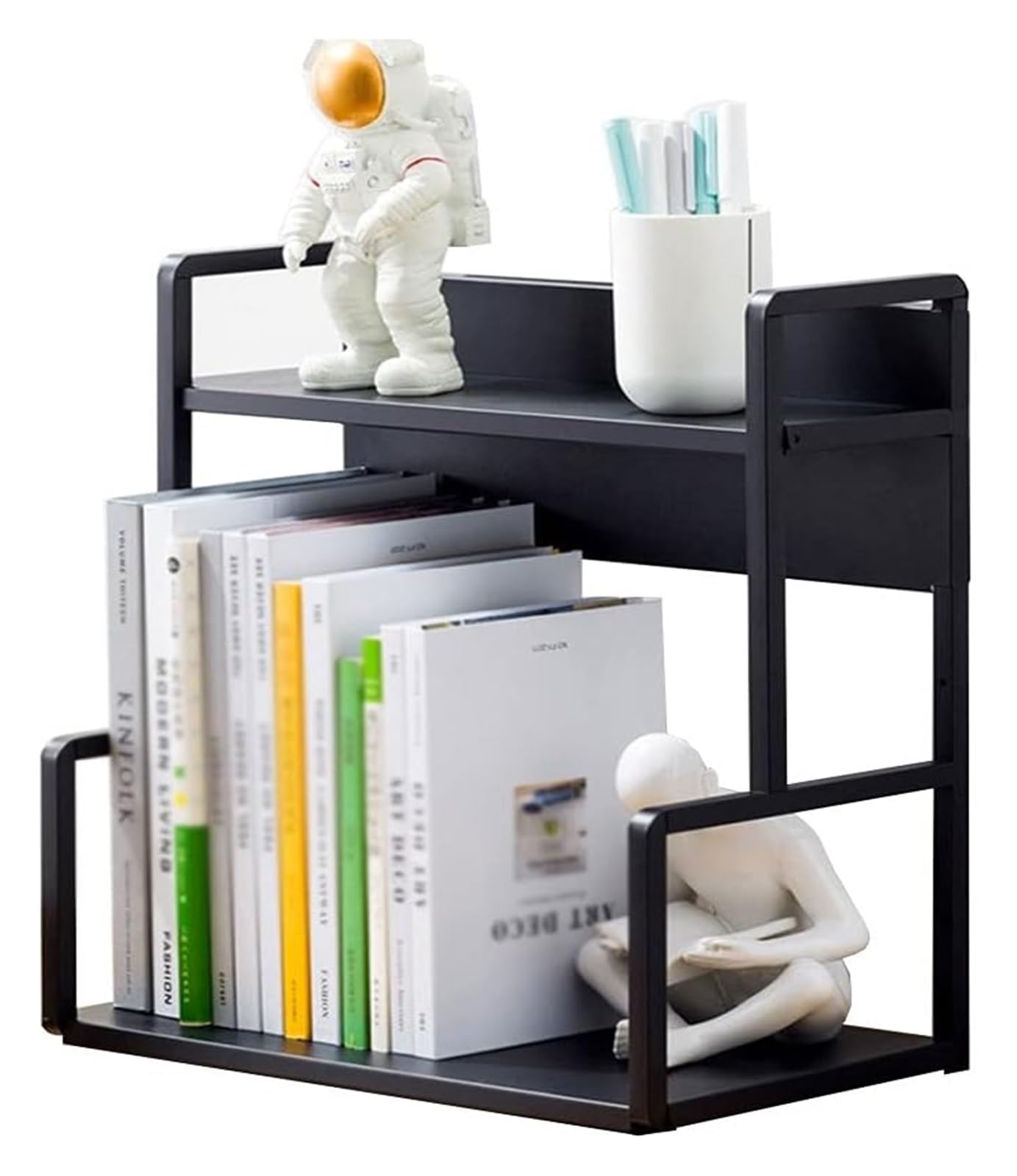 Slish nizer - Piccolo scaffale multi-strato in acciaio inox per riviste Boo, CD e cartelle, per camera da letto e cucina