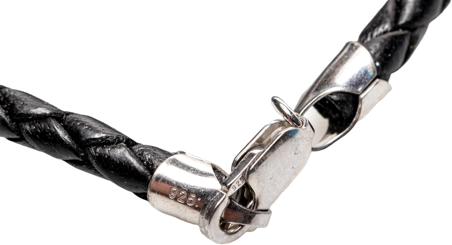 CRAFT WIRE Leather Braided Cord Necklace with Rhodium-Plated 925 Sterling Silver Clasp Made in USA - Image 2