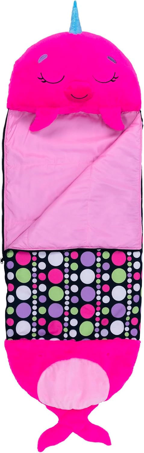Happy Nappers: Pillow & Sleepy Sack: Lg - Neil The Pink Narwhal