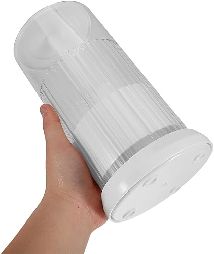 Miniatura 9 de Rotating Makeup Brush Holder with Adjustable Height and Swivel Base White Dustproof Cosmetic Organizer Box for Vanity and Bathroom Countertop