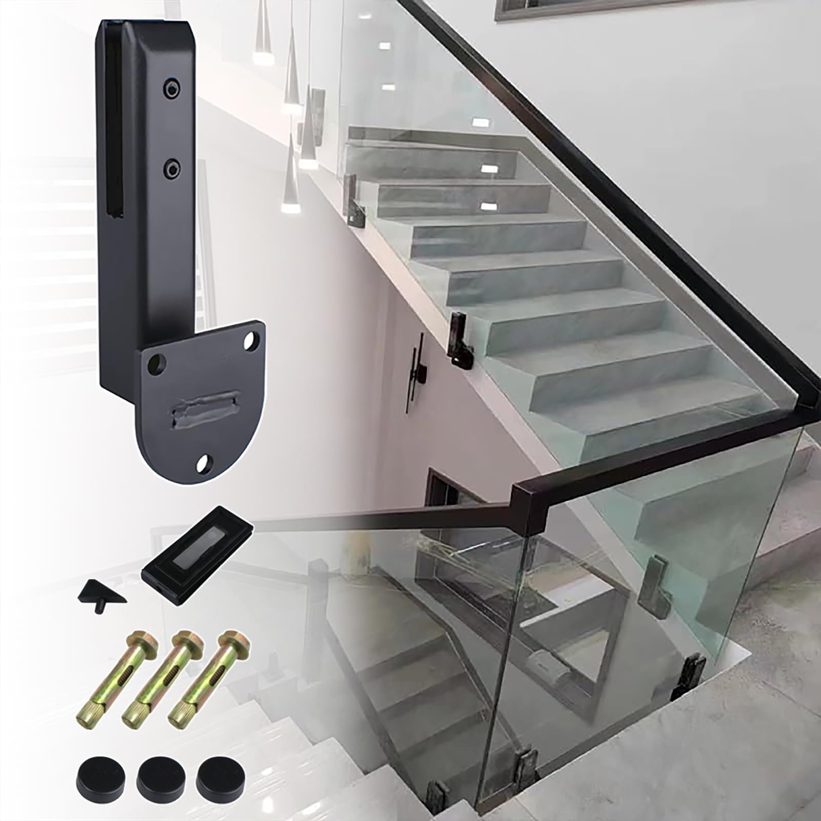 Morsetto in vetro a montaggio laterale in acciaio inox, resistente per recinzione piscina e ringhiera del balcone, vetro da 8-13 mm con perni di sicurezza e rondelle in gomma