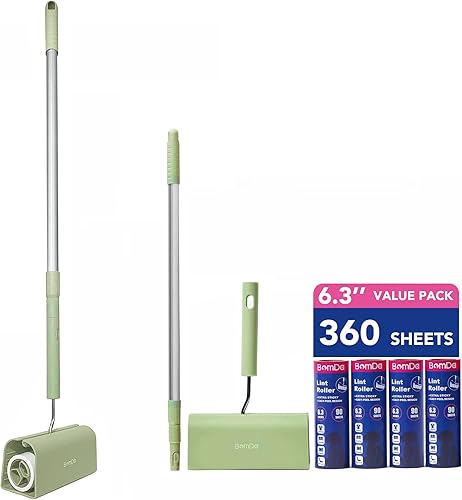 Miniatura 7 de Rodillo de pelusa de superficie grande extra pegajoso, rodillo gigante de pelusa de 6.3 pulgadas para pelo de mascotas, 270 hojas3 repuestos,