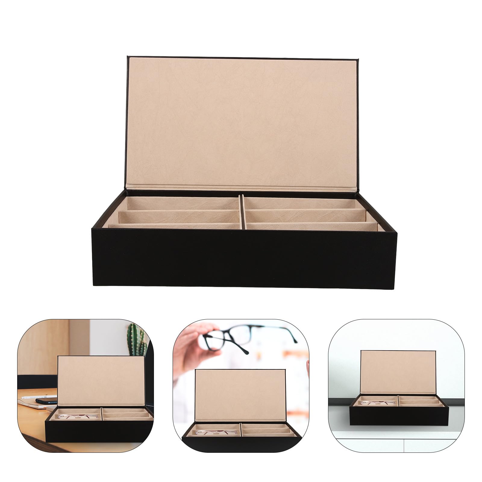 Veemoon Scatola Porta Occhiali da Sole 6 Scomparti, Organizer per Occhiali Resistente e Facile da Pulire, Custodia Elegante per Uso Domestico e Commerciale