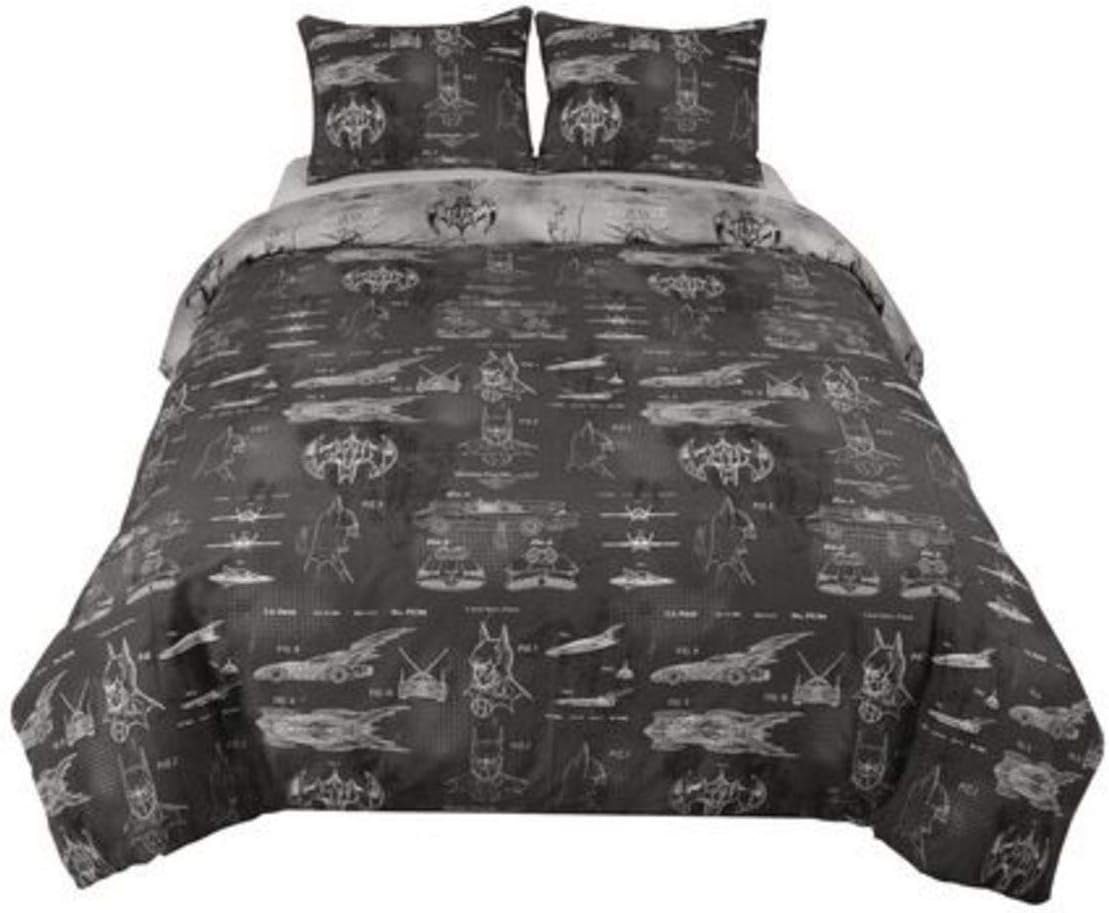 DC Comics Batman Comforter Full Queen Size with Shams 3 Pieces Set